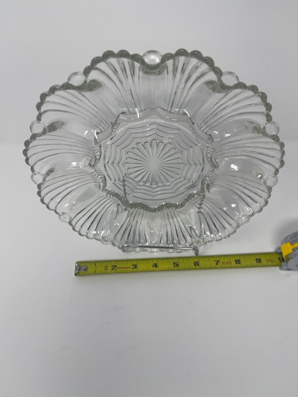 Anchor Hocking Clear Scalloped Glass egg / oyster serving tray